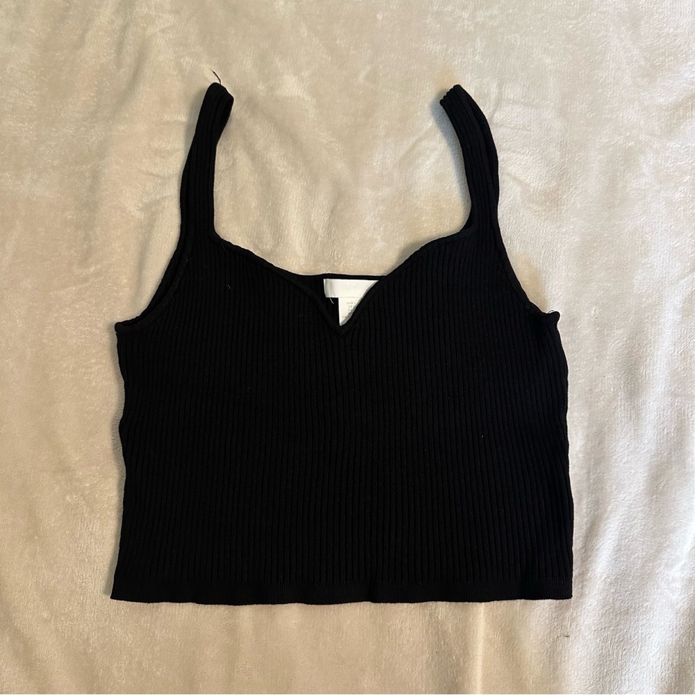 H&M Black Crop Tank with Sweetheart Neckline